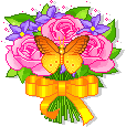 flowers with animated butterfly